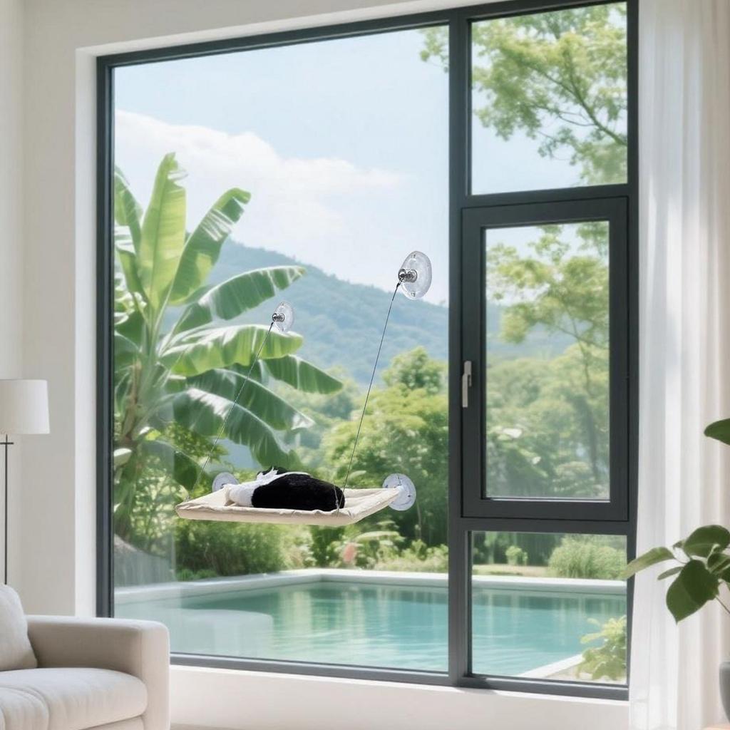 Кровать для кошек типа присоски, для наблюдения и отдыха, съемная моющаяся, подвесная на стекло