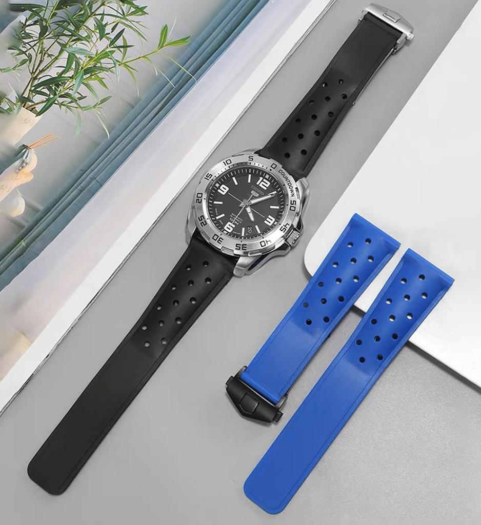 Watch Strap TAG HEUER Silicone Watch Band Watch Band 22mm Soft Silicone Rubber Belt Replacement Strap TAG HEUER Carrera Monaco Series Compatible