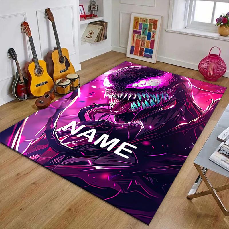 Custom Venom Mat Personalized Name, Polyester Washable Indoor Entryway Rug, Gift for Christmas, Easter, Thanksgiving Day