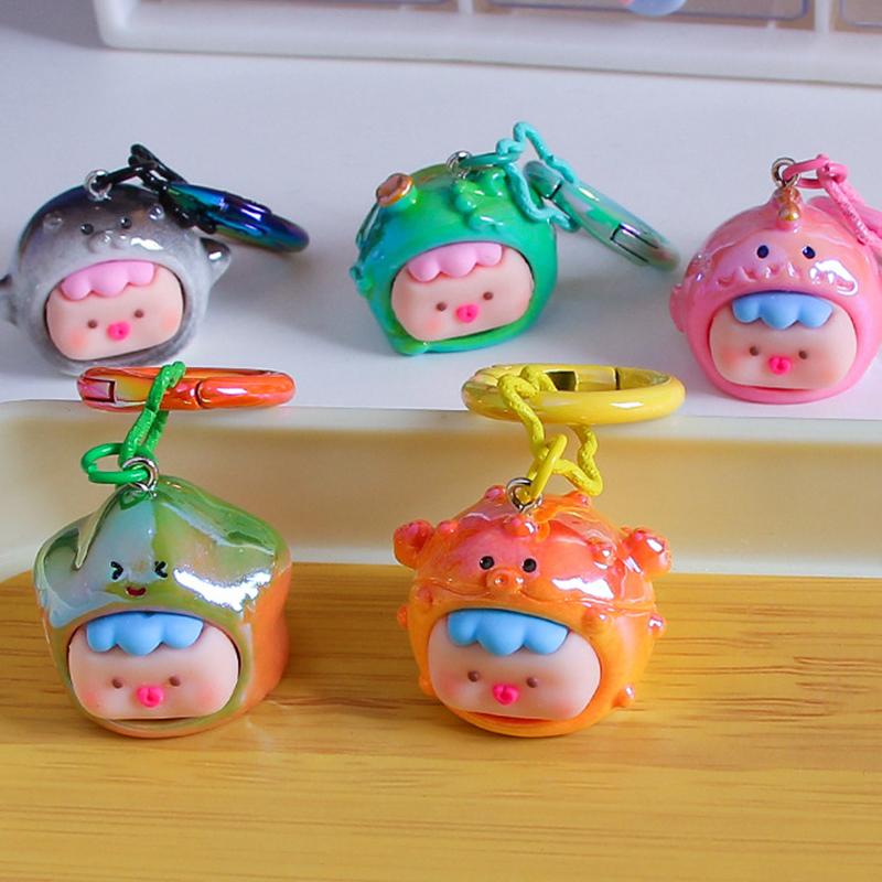 Kawaii милый брелок мультфильм стереоскопический смола океан кукла брелок кулон рюкзак украшения аксессуары подарки