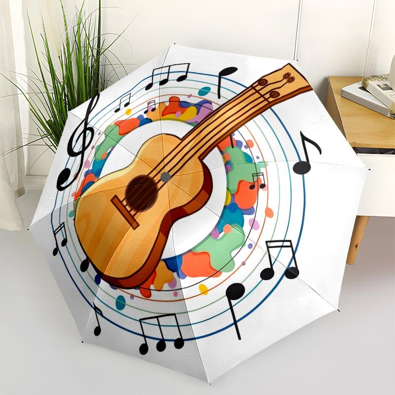 Music Notes Piano Keys Outdoor Automatic Umbrella Retractable Design with 8-Rib Durability Sturdy Construction for Outdoor Daily Use