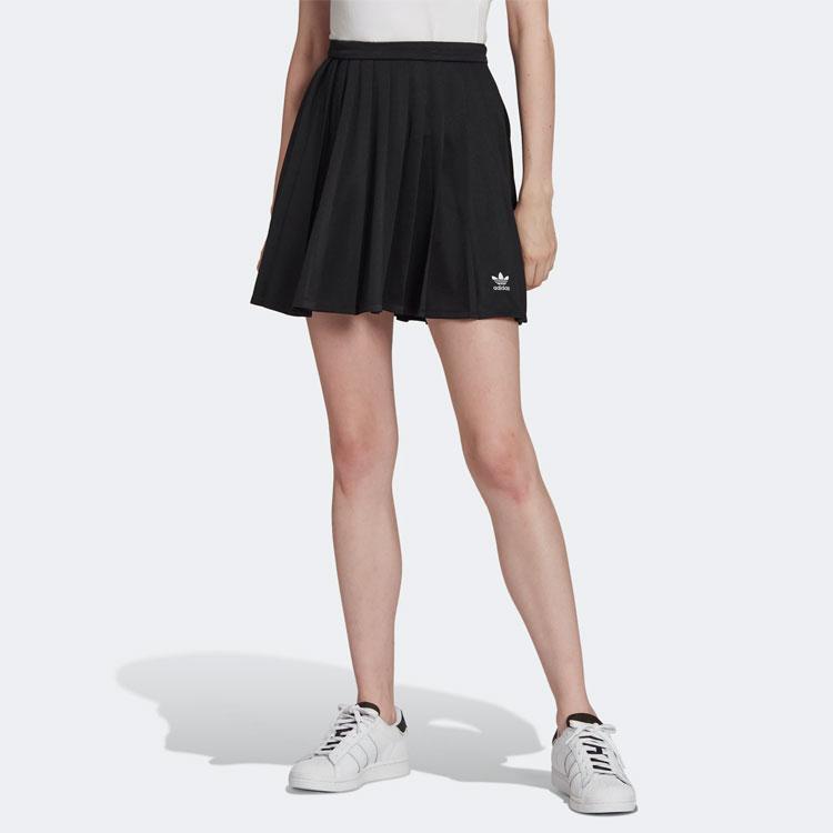 Adidas Originals Adicolor Classics Solid Color Small Logo A-Line Comfortable Tennis Pleated Skirt Women Skirts Black HC2058