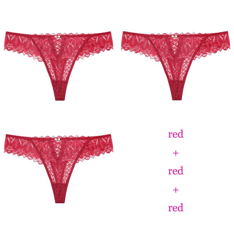 CINOON 3Pcs/Lot Women Sexy Lace Panties Low-Rise Temptation Lingerie Female G String Transparent Underwear Hollow Out Briefs Intimates