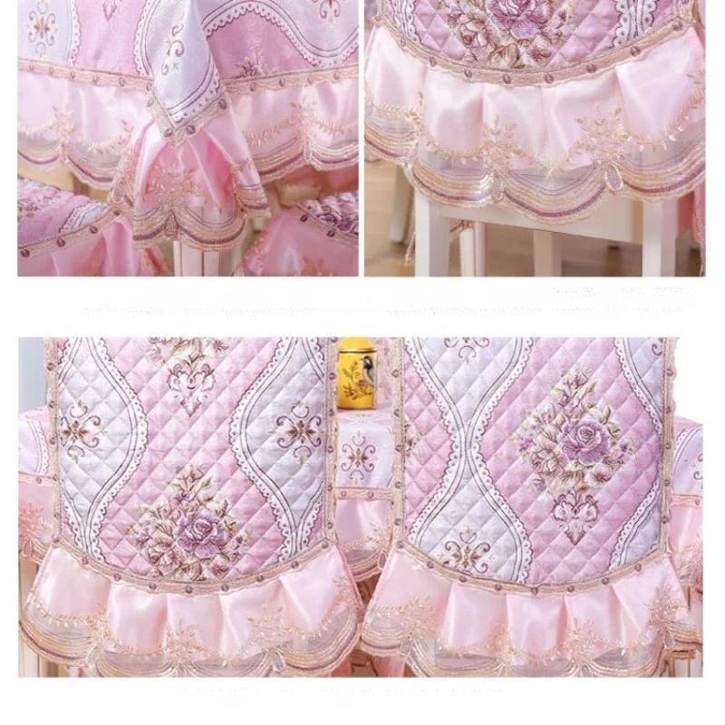 Кружевной однотонный чехол на стул в европейском стиле, чехол на обеденный стол и табурет, ткань для домашнего обеденного стола, ткань на спинку стула