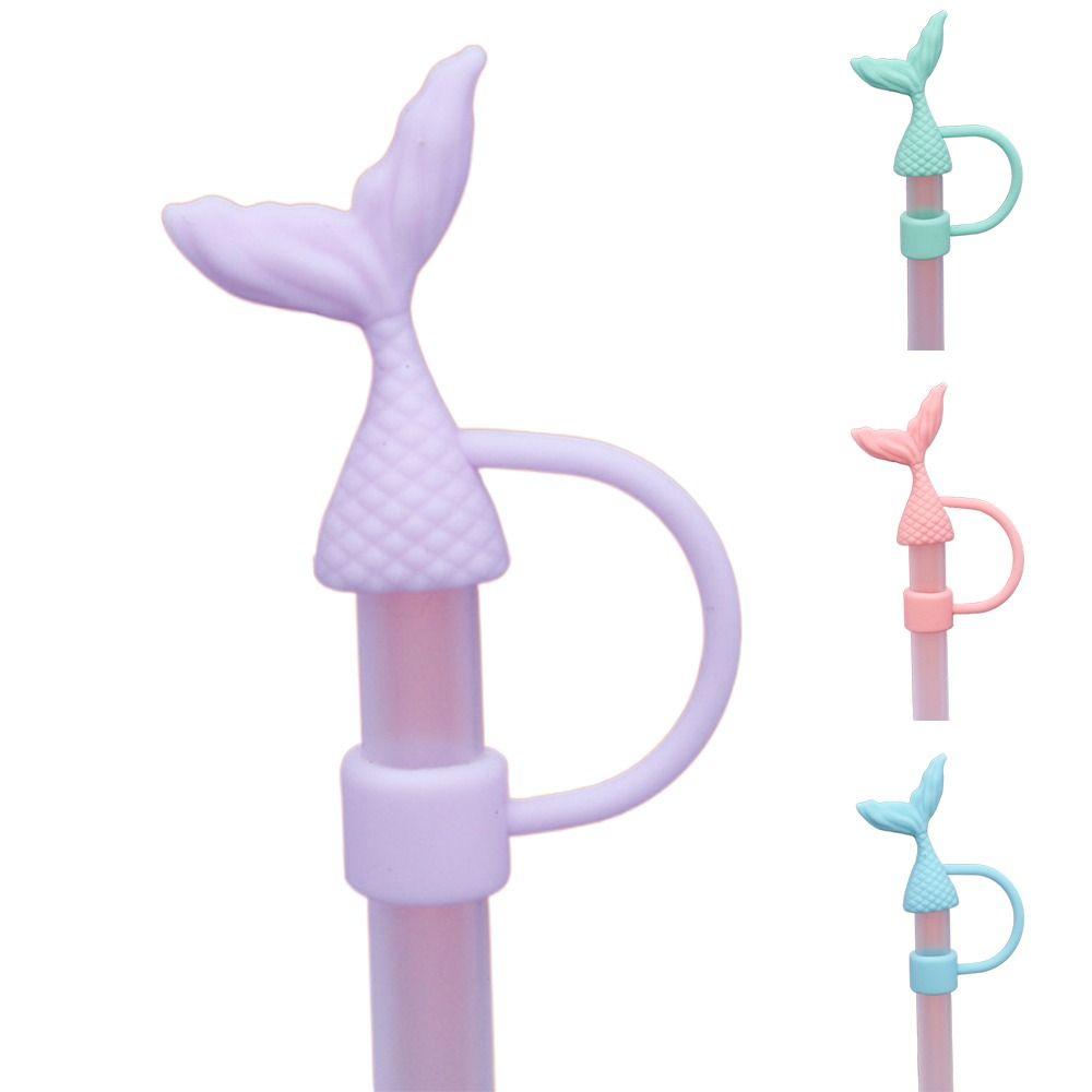 Красота рыбий хвост силиконовая соломенная крышка чехлы для соломенных кончиков для чашки Стэнли/стакана для декора вечеринки