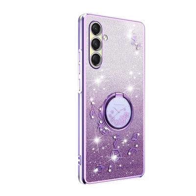 KADEM Чехол для Samsung Galaxy A17 с кольцом-подставкой из ТПУ, с цветами, градиентный блестящий