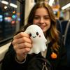 Relaxation Squeeze Ball 1/2Pcs Halloween Cartoon Ghost Toy, Bow Stress Relief Calming Toy White Sensory Fidget for Kids Adults Party Favors