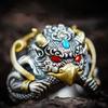 1PC Soul Level! Stunning and Invincible! Golden-winged Dapeng Bird Ring Handmade Thai Silver Opening Adjustable Ring Ring