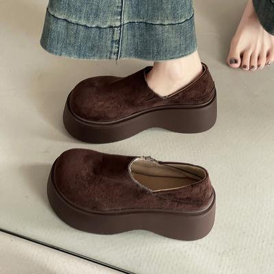 Модная универсальная платформа, туфли на толстом каблуке, женские осенние ретро, лоферы из матовой кожи на одном ходу, ленивые полушлепанцы