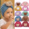 Baby Autumn and Winter Warm Knitted Hat Girl Cute Bear Head Turban Hat