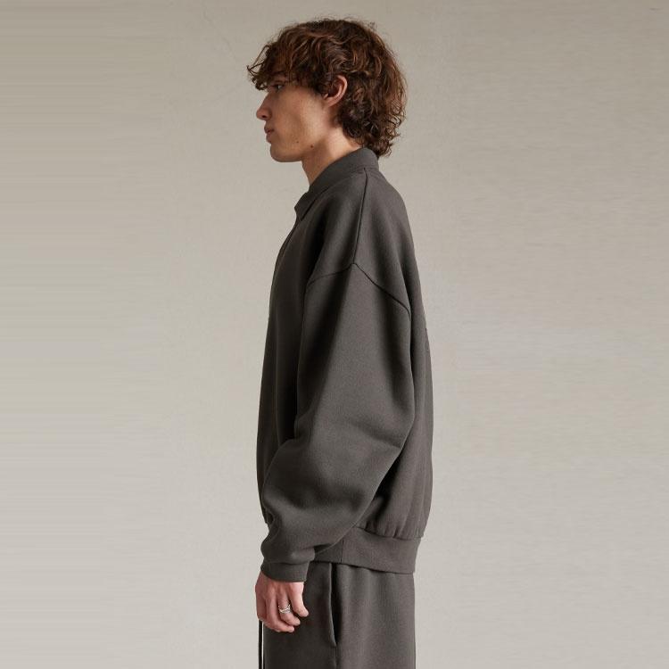 Fear of God Essentials Мужская футболка-поло с длинным рукавом SS24 Чернильный черный Унисекс 192SP244390F