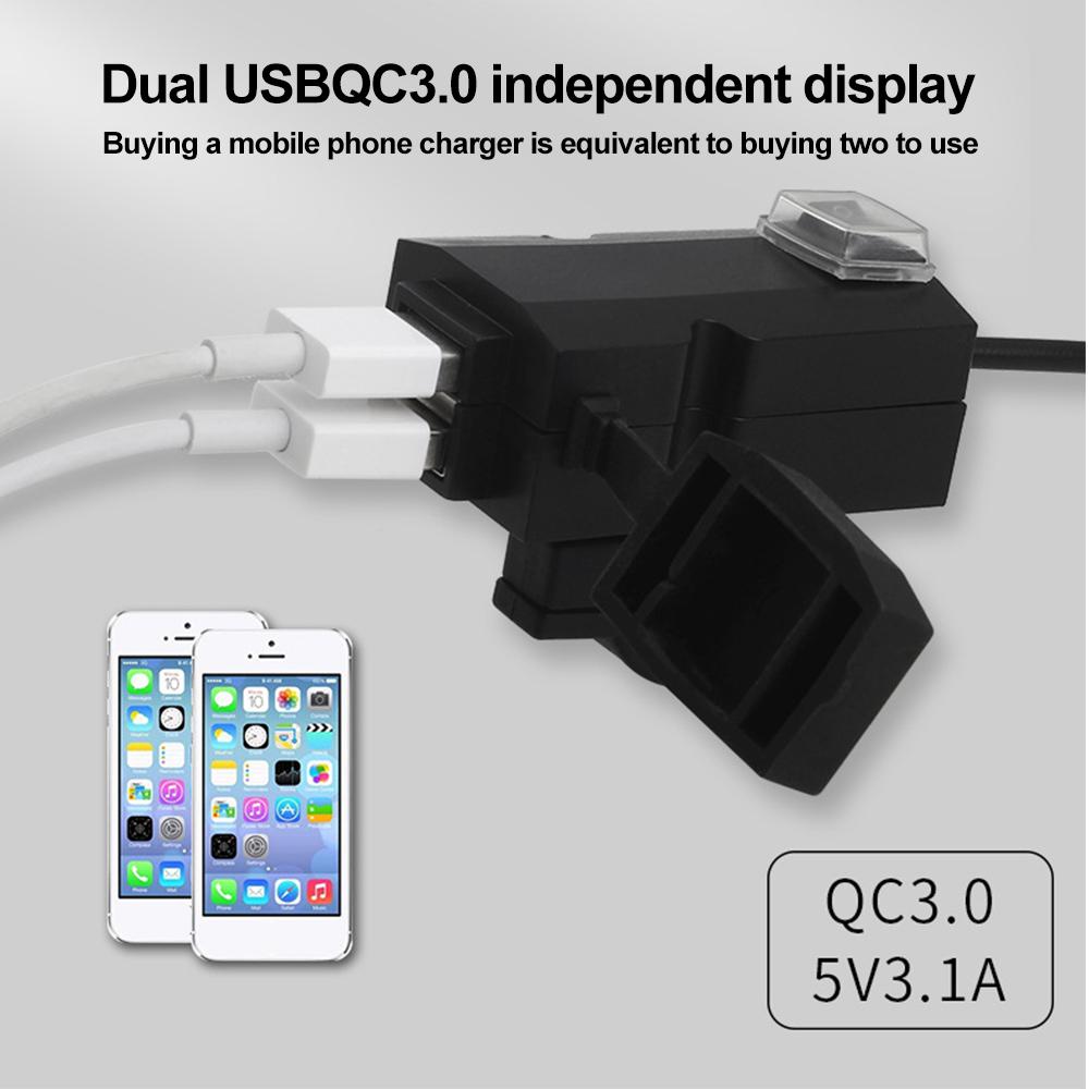 12 В-24 В USB-зарядное устройство для мотоцикла QC3.0/3.1A, двойной USB-порт, водонепроницаемый адаптер для зарядного устройства на руль мотоцикла с переключателем, аксессуары для мотоциклов