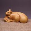 Wood Carving Zodiac Rat Attracting Wealth Sculptures Figurines Cute Small Animals Home Room Office Wealth Luck  Decor
