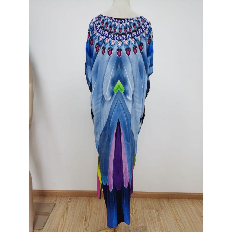 Плюс Размер Женский Пляжный Принт Длинное Платье Праздничный Солнцезащитный Купальник С Накидкой