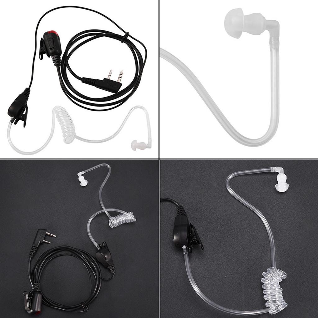 2 Pin   Acoustic Tube Earphone, Tube Earphone with 360 degrees  Rotating Clips and PTT Microphone, Red Light for Two Way Radio Wakie Talkie