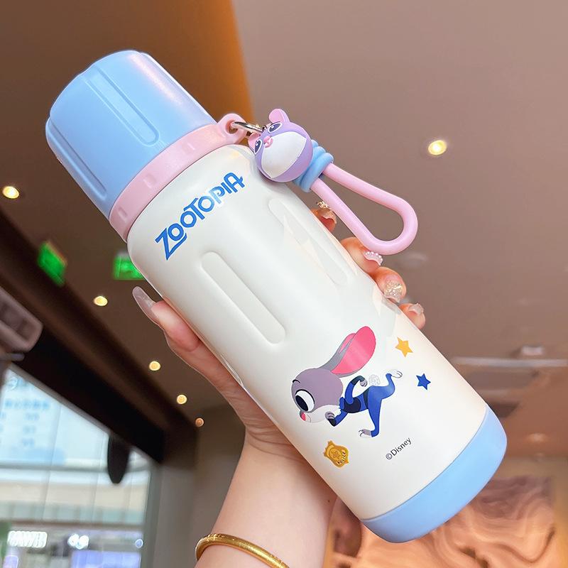 Stainless steel large-capacity water cup light luxury high-end cute cartoon children's straw cup