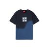 Li Ning Sports Basketball Series SS21 Paris Fashion Week Logo Print Color Block Round Neck Short Sleeve T-Shirt Men Tops Black Blue AHSR951-4