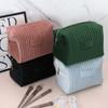 Zipper Travel Toiletry Bag Solid Color Cosmetic Pouch Portable Velvet Makeup Bag  Office