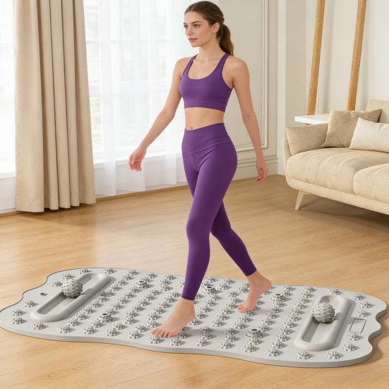 Массажный коврик для ног с двойными шариками, для облегчения боли в ногах, подушка для точечного массажа, коврик для релаксации ног, коврик для рефлексологии, нескользящий, против усталости, коврик для акупрессуры с камнями для ходьбы