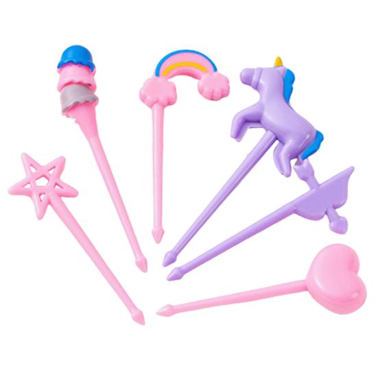 6Pcs Fruit Pick Reusable Bento Food Picks Cute Rainbow Star Heart Shapes Fruit Fork Easy To Clean for Kids