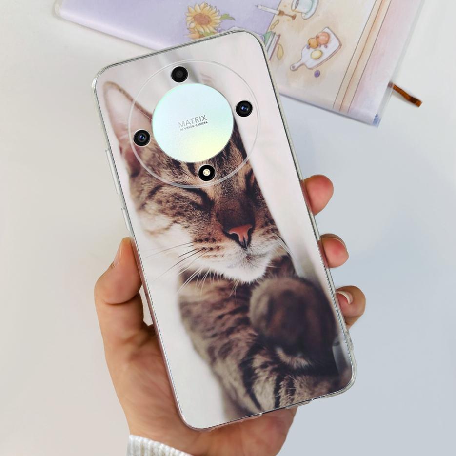 For Honor X9b 5G Case ALI-NX1 Cute Cat Butterfly Painted Cover Soft Silicone Phone Cases For Honor X9b X 9b HonorX9b Soft Fundas