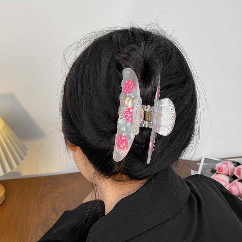 Elegant Snowflake Shark Clip Contrast Color Acrylic Hair Claw Iridescent Hair Claw  Girls