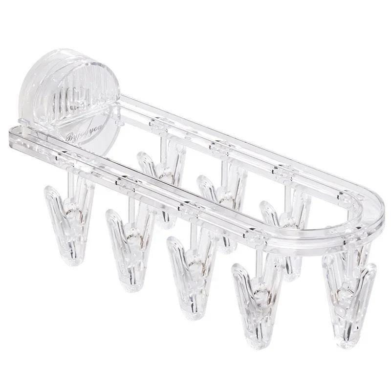 Suction Cup Folding Clothes Hanger No Need To Punch Holes Household Clothes Drying Rack Wall Hanging Sock Drying Artifact