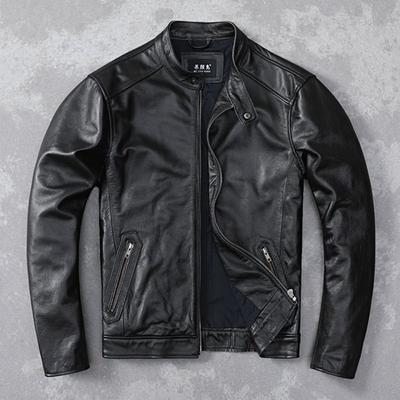 Кожаная куртка мужская из натуральной кожи первого слоя коровьей кожи классическая облегающая короткая куртка большого размера из чистой кожи Locomotive