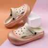 Туфли с дырками женские новые летние для улицы на высокой толстой подошве с закрытым носком, шлепанцы для пары, нескользящие, полые, дышащие, прохладные