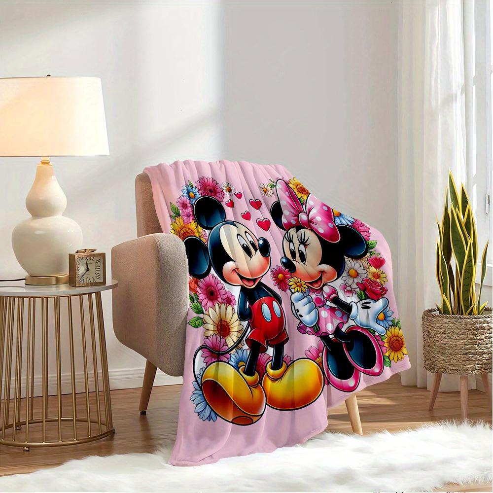1pc Throw Blanket - Mickey Mouse Minnie Mouse Flower Heart Love Valentine