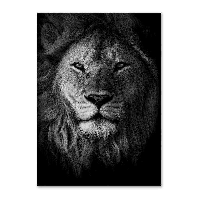 Черно-белый лев, семейный плакат с принтом, отец, мать, дети, холст, настенное искусство, домашняя живопись, картины, украшение для спальни, эстетическое искусство