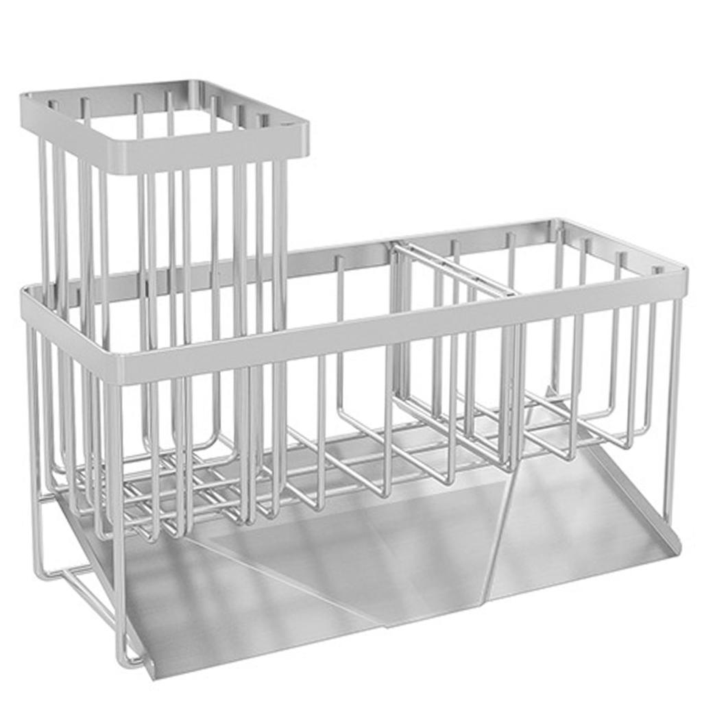 AKOZLIN Sponge with One Movable Sponge Stainless Steel Sponge Detergent Sponge and Scrubber Sponge for Silver 2-in-1 Holder, Rust-Resistant, Divider,