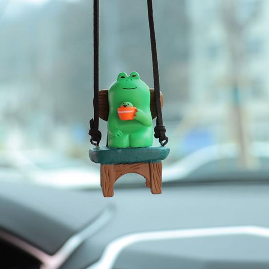 Подвесное украшение, очаровательное украшение в виде мультяшной лягушки со шнурком, легкое вешание, украшение для зеркала заднего вида, подвеска для салона автомобиля