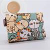 Портативный холщовый кошелек для монет с принтом на молнии, короткий кошелек, многофункциональный кошелек Maneki Neko для путешествий