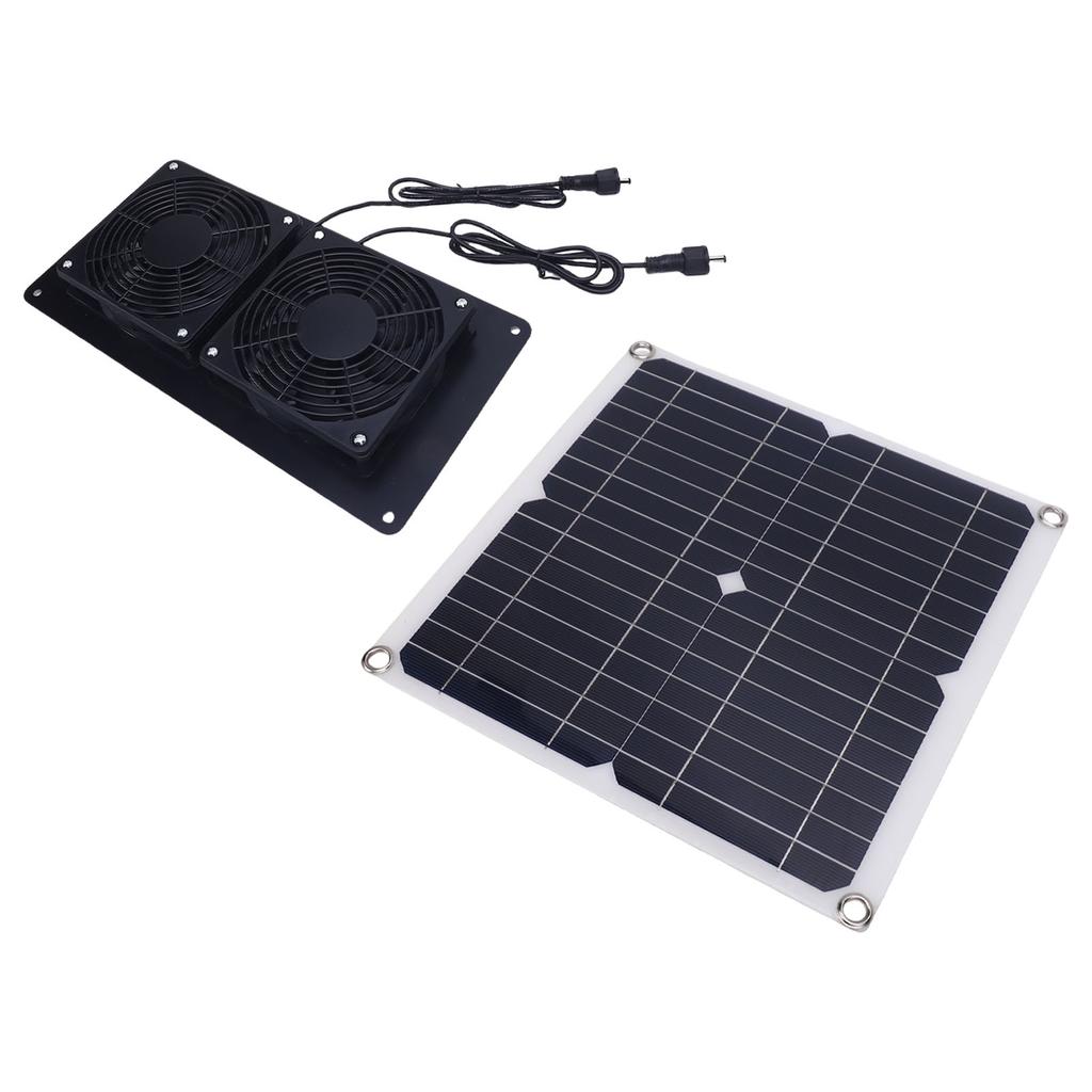 Solar Powered Exhaust Fan 12W 18V Monocrystalline Silicon Solar Panel Dual Fan Ventilator Kit for
