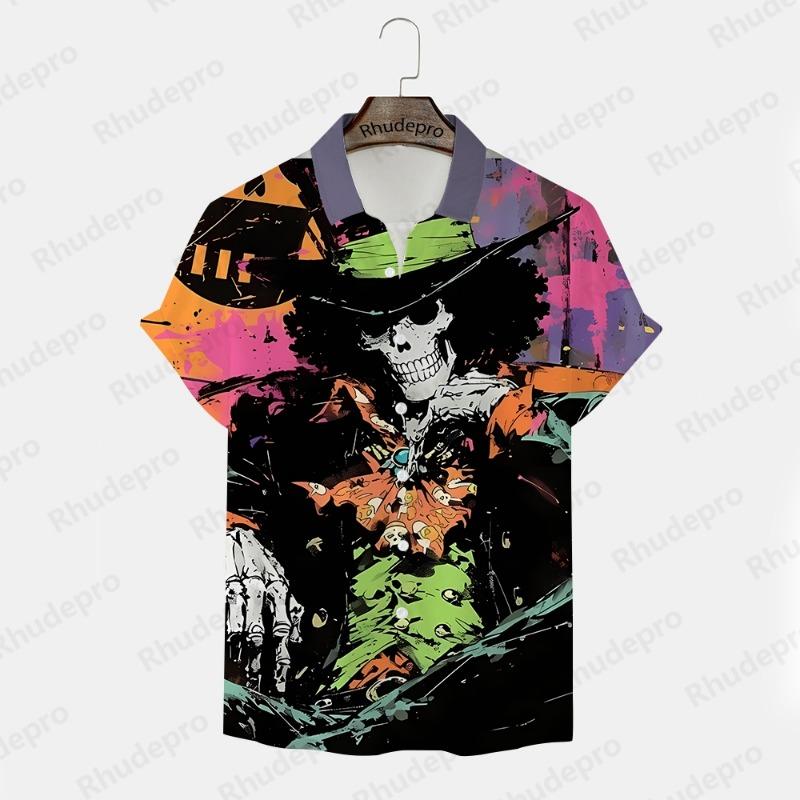 Men's Shirt Printed Y2k Harajuku Style Goku 2024 Trend Anime Short Sleeve Clothing New T-shirts Tops