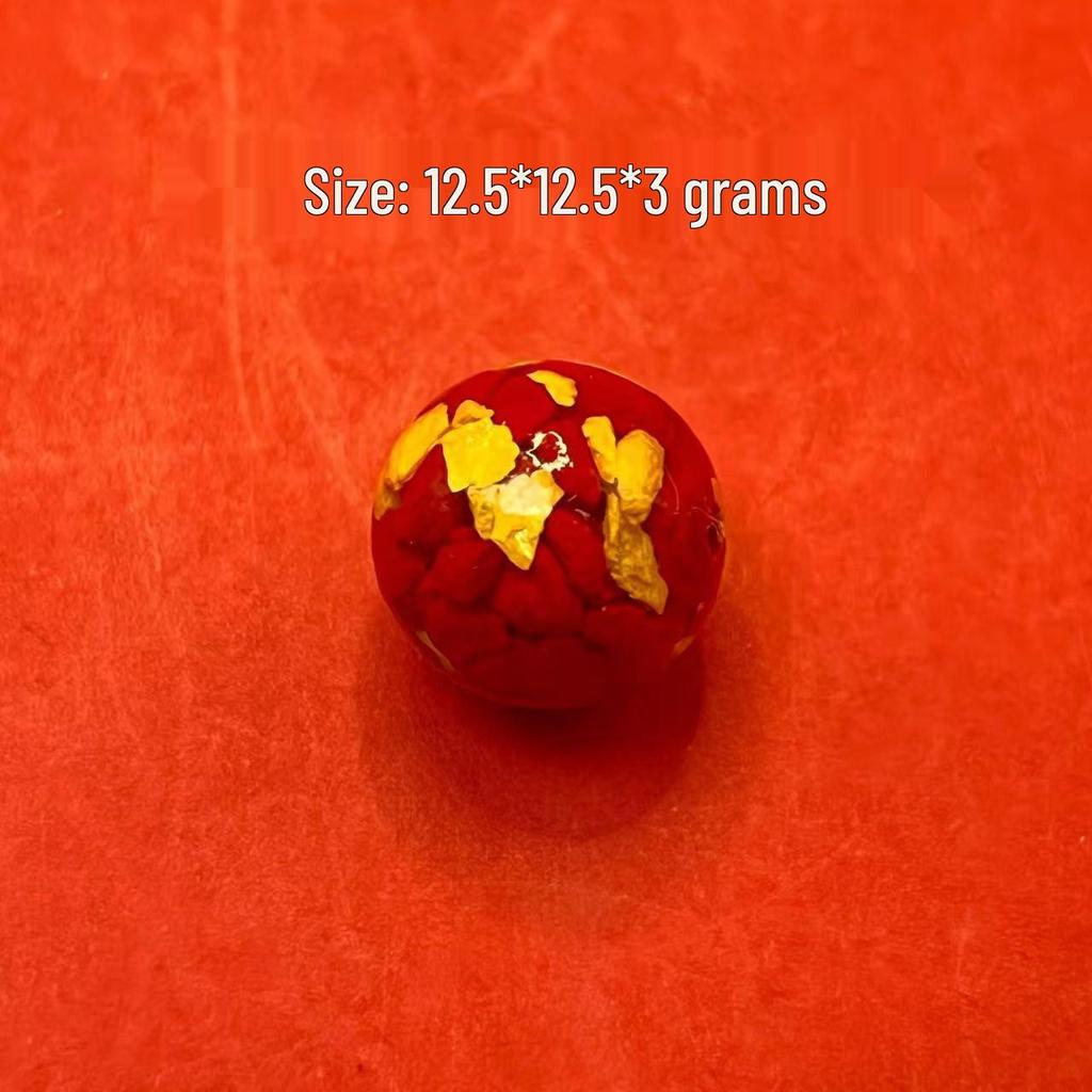 Original Gold-Plated Cinnabar Turtle Shell Fu Plaque and Gourd Pouch Accessories