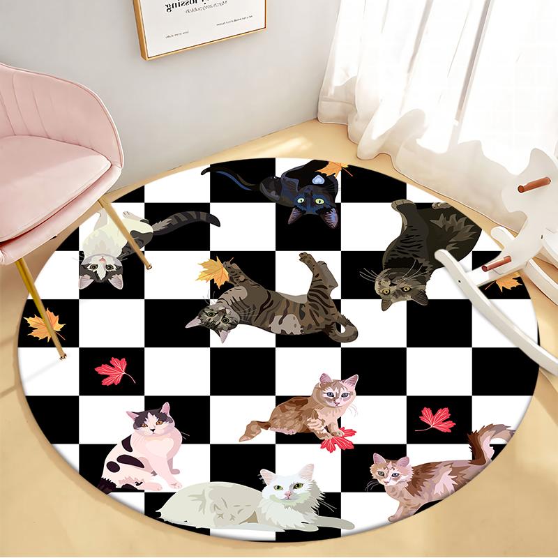 Круглый фланелевой ковер, украшения для гостиной, роскошные ковры для декора спальни, моющийся коврик для гостиной, нескользящий напольный коврик, коврик