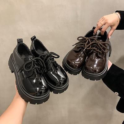 Женские туфли из кожи в стиле ретро в британском стиле, новые туфли на шнуровке на платформе в стиле колледжа 2024 года