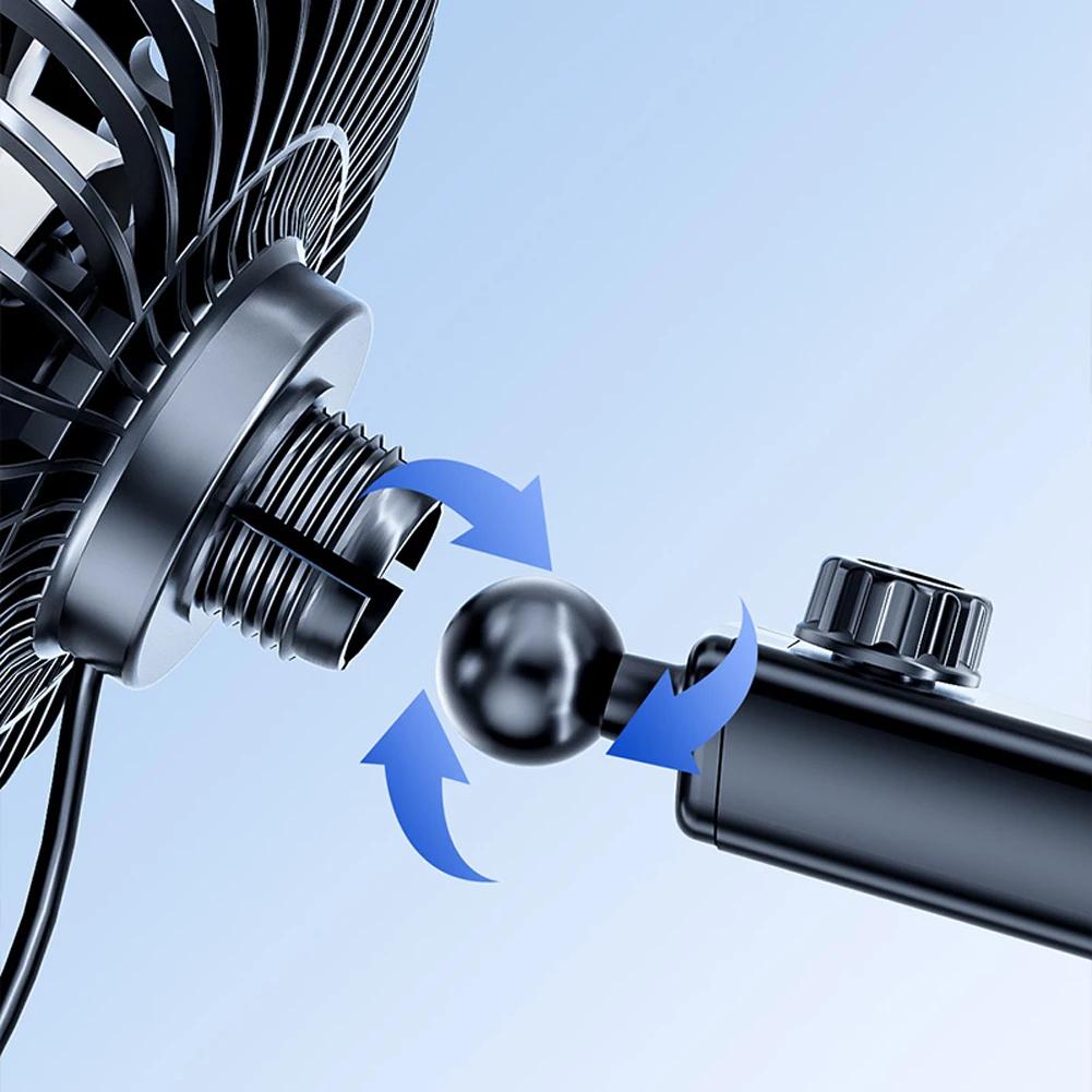 Автомобильный вентилятор 12В/24В Большой поток воздуха Три скорости регулировки Легкий и портативный Присоска Одинарная головка Регулируемый на 360 градусов автомобильный вентилятор