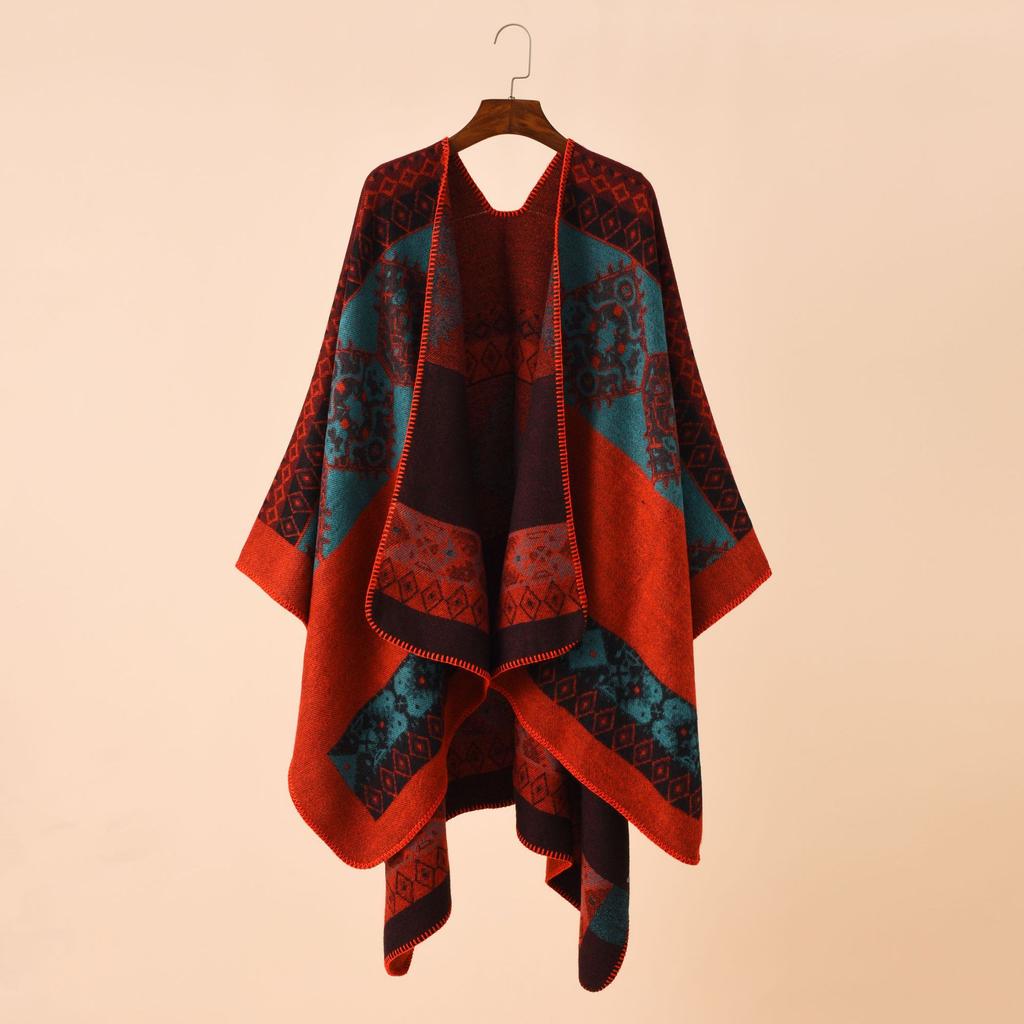 Striped Colorblocking Travel Shawl Elegant Personalized Printed Poncho