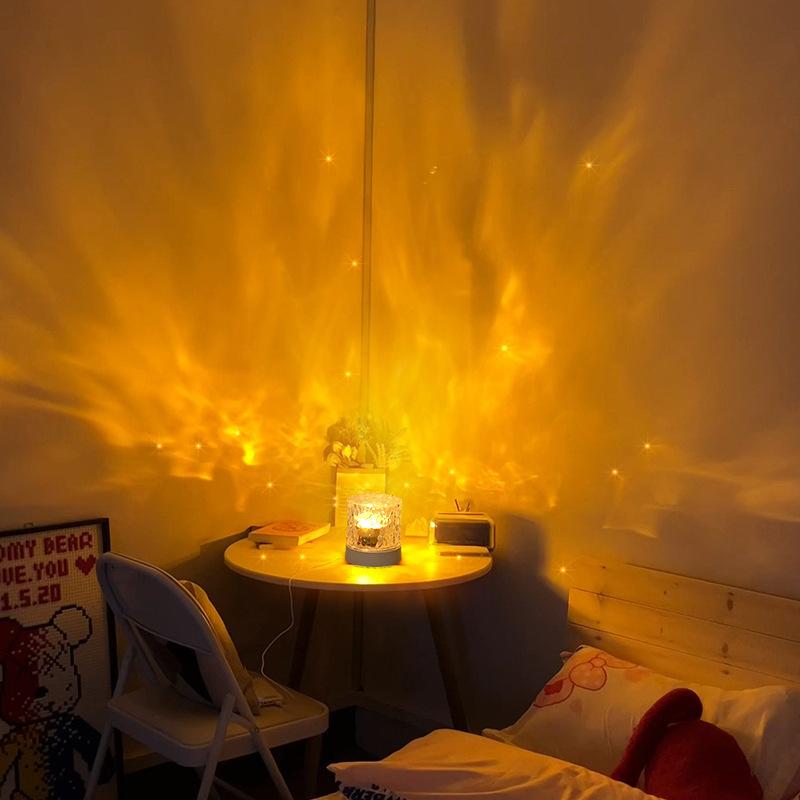 1 Star Lamp, Rotating Water Pattern LED Night Light, Creative Bedside Flame Atmosphere Lamp, Bedroom Decoration, Dynamic Lamp