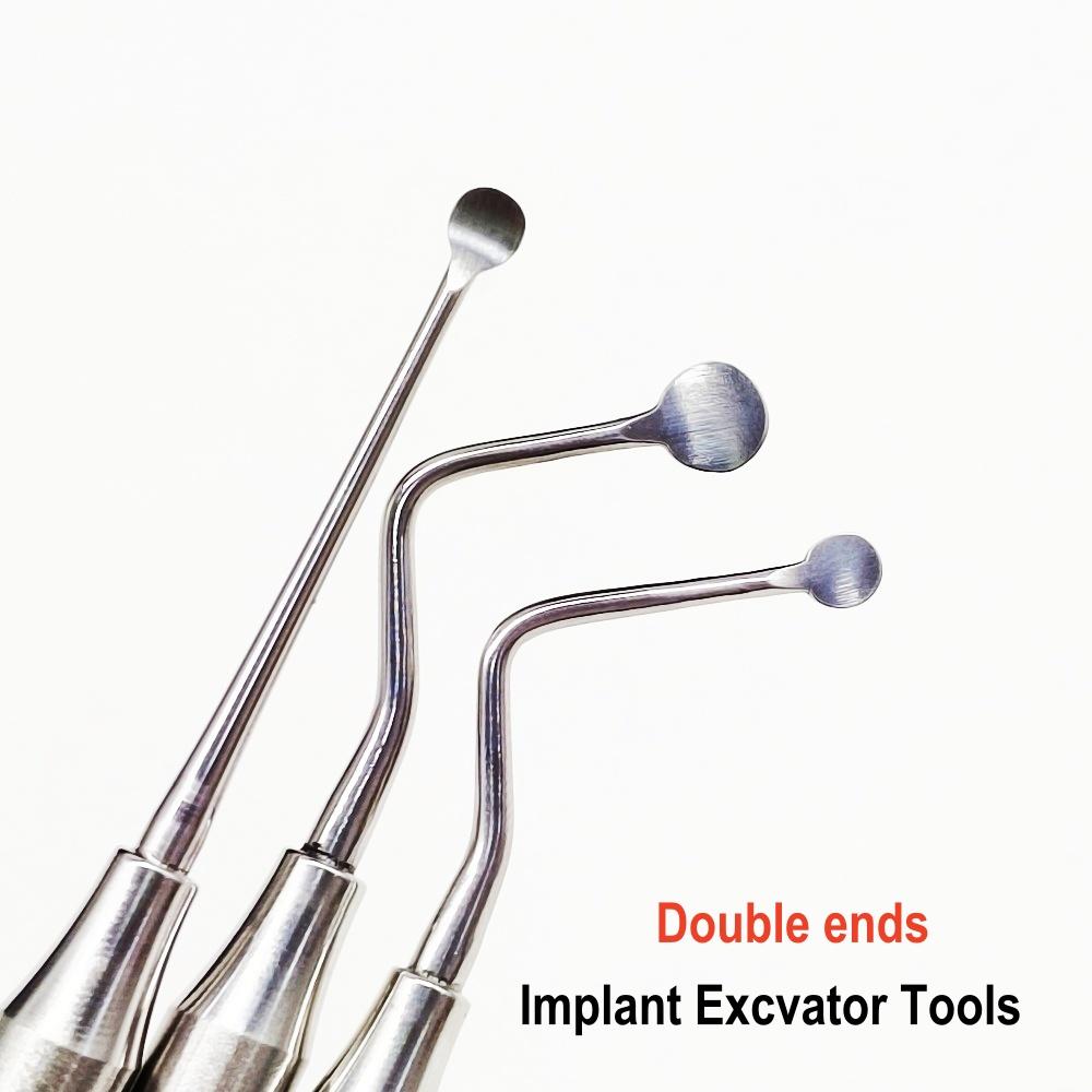 Зубной имплантат, хирургический экскаватор, ложка 4 мм/6 мм, уход за полостью рта, восстановительный инструмент для полости рта, хирургические инструменты с круглым наконечником, двойные концы