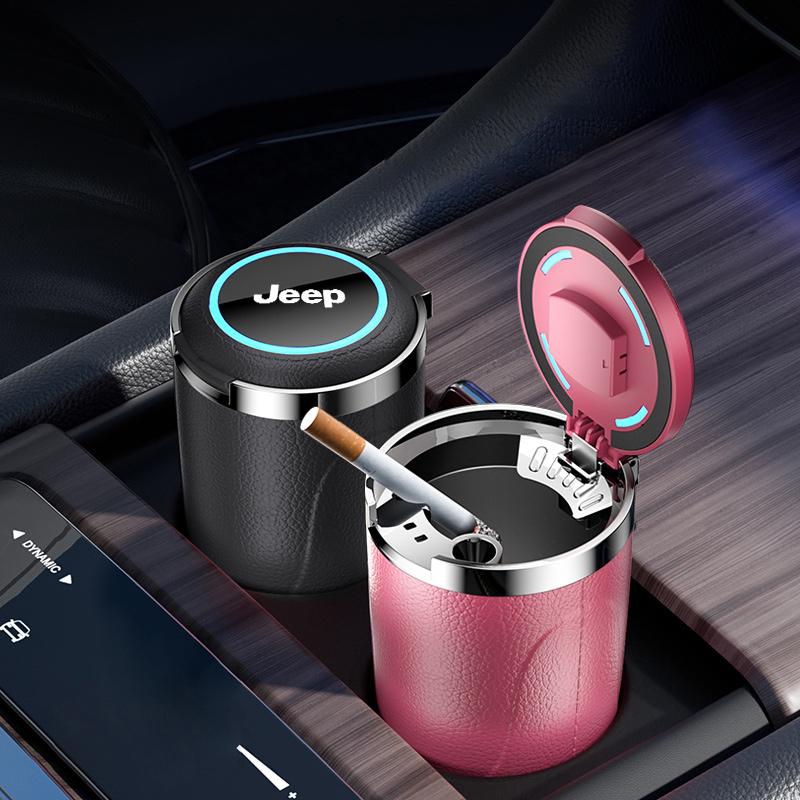 Car Inside Ashtray Cigarette Holder LED Light For Jeep Renegade Wrangler Gladiator Grand Liberty Cherokee Compass Accessories NXJPT1