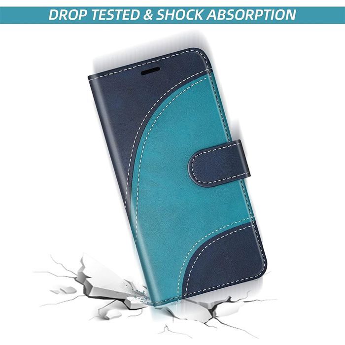 Protective Case - BOOLING - for Samsung Galaxy S25 - Synthetic Leather - Shockproof - Two-tone Blue