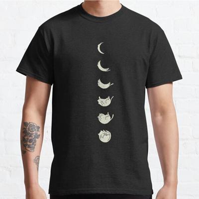 Мужская мода повседневные короткие рукава Lunar Cat черные футболки большие футболки