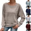 Women's Fashion Casual Solid Colour Long Sleeve Round Neck Patchwork Pullover Top