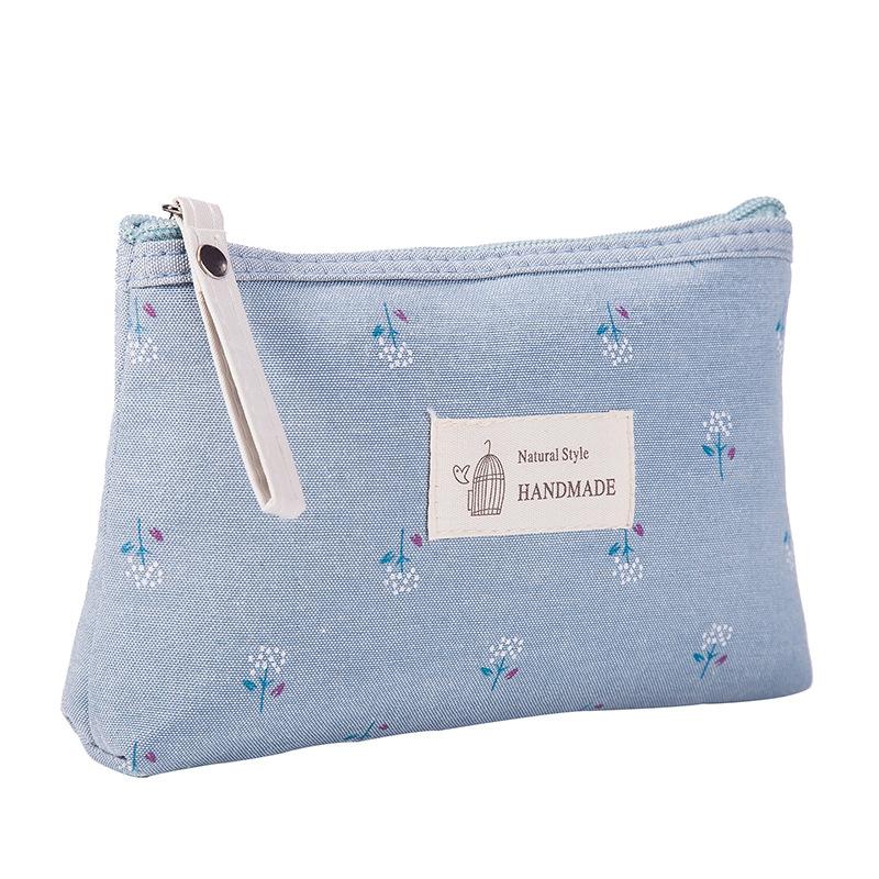 Fashion Printed Canvas Makeup Bags Portable Zipper Travel Cosmetic Organizer for Women Toiletry Pouch Side Bag for Ladies