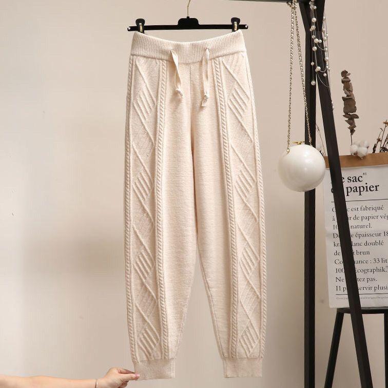 Knitted Pants Loose Women's Spring and Autumn Knitted Harem Pants Elasticated Waist Active Pants