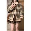 New Autumn and Winter Plaid Lamb Wool Coat for Women, Loose Retro Design, Thickened Woolen Coat for Women